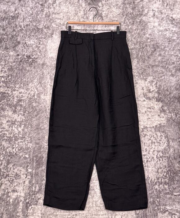 COS Pants - COS Pants 8 Womens Black Linen Wide Straight High Rise Trouser